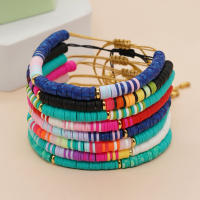 Pulsera Bohemia Colorida De Verano Heishi Para Playa Joyería De Moda Amuleto De Amistad Para Ella Hecho De Arcilla Sin Metal - details 2