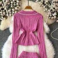 Conjunto De Dos Piezas Para Mujer REALEFT Otoño Invierno Traje De Pista De Correr Polo Collar Suéter Y Falda Skater A-line Nuevo 2024 - details 15