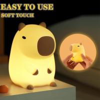 Lámpara De Noche De Silicona Capibara Para Niños Regalo Recargable Por USB Luz De Toque Animal Para Dormitorio - details 1