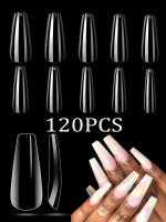 120PCS Uñas De Coffin Largas Y Curvas Extra Largas Cubiertas Mitad Uñas De Acrílico Profesional Uñas Falsas De Plástico Para Manicura Casera - details 6