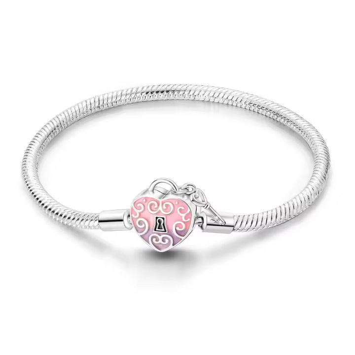 Pulsera De Plata 925 Para Mujer Con Cierre Original Y Cadena De Serpiente Adecuada Para Colgar Charm Brillo Zirconia Pulsera Clásica Para Fiestas - 1