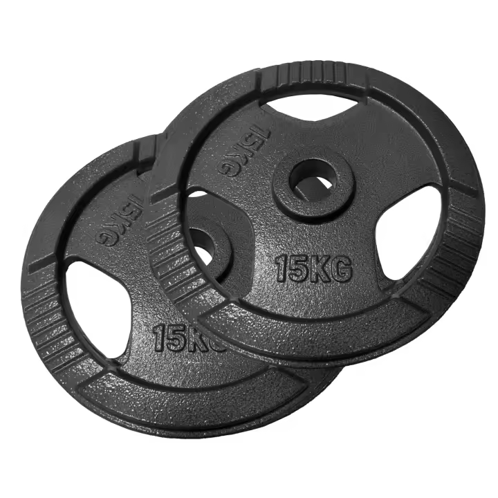 OZIO FITNESS 2 Discos de Pesas 15 kg 50 mm de 3 agarres Hierro Fitness - 1
