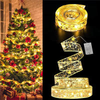 Cinta De Navidad Luminosa Con Lazo Dorado De 2-10M Luces De Hada Para Decoración De Árbol Y Regalos En Fiestas Y Hogar - details 2