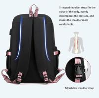 Mochila escolar, para Mujeres y Niñas, USB, De Gran Capacidad, informal, de Stitch, Rosa, multicolor, 46*29*16cm - details 0