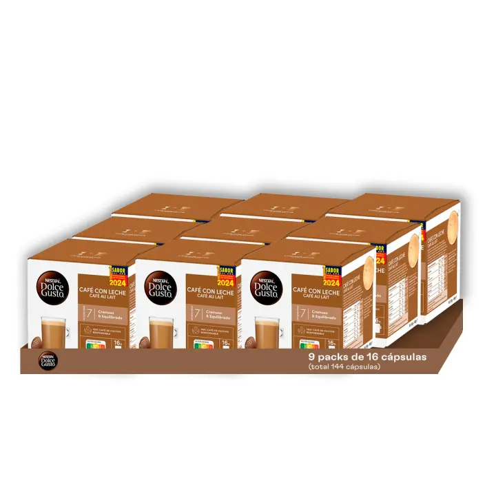 Dolce Gusto - Pack Especial Café con Leche (144 Unidades) | La Crema Perfecta y Suaves Notas a Cereal se Fusionan para Crear un Café Confortable y Equilibrado, Ideal para Acompañarte en Cada Momento del Día - 1