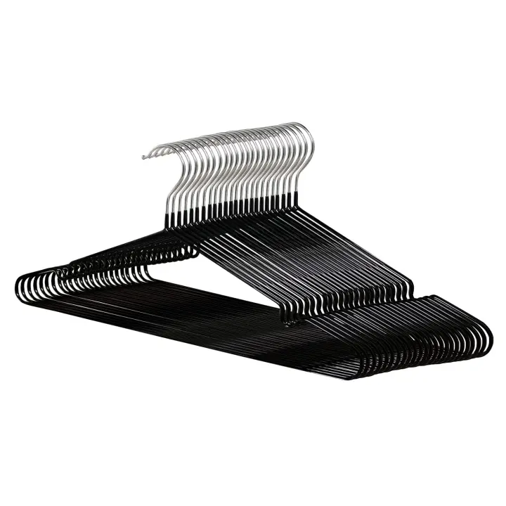 Aicasa Perchas de Metal para ropa con PVC , Antideslizantes con Muescas 3 mm de diámetro ,Ahorro de Espacio para Abrigos, Trajes, Camisas, Chaquetas, Vestidos, Faldas , Colgador, Perchero, Organizacion de Armario Color Blanco y Negro - 1