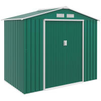 Outsunny Caseta de Jardín 213x130x185 cm Cobertizo Metálico de Exterior para Almacenamiento de Herramientas con 2 Puertas Correderas y 4 Ventanas para Terraza Verde Oscuro - details 6