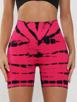 Shorts De Yoga Para Mujer Sin Costuras Con Diseño Tie-Dye Levanta Caderas Y Aplanador De Abdomen Shorts Deportivos Para Gimnasia Y Ciclismo - details 2