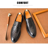 Zapatos Casuales De Cuero Para Hombres 2024 Nuevos Con Suela Gruesa Estilo Negocios Slip-On Loafers Moda Británica Zapatos Adultos No Impermeables Transpirables Talla Verdadera - details 3