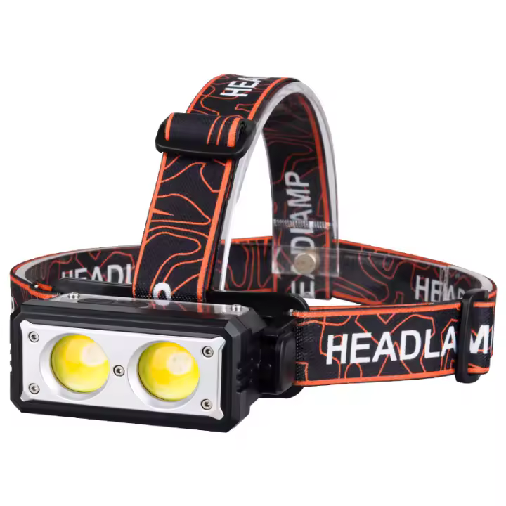 Nuevo LED headlight powerful incorporado con Carga USB Para Exterior, luz roja y Azul para Corver de Noche, headlight with Pantalla digital COB montado en la cabeza - 1
