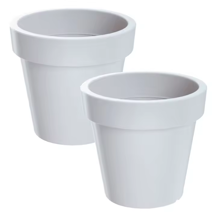 2x Maceta de plastico Lofly en color blanco 15,8 (largo) x 15,8 (ancho) x 14,4 (alto) cm WELLHOME - 1