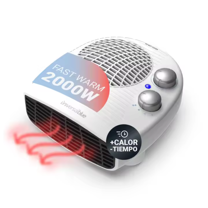 UNIVERSALBLUE Universalblue Calefactor Eléctrico 2000W Blanco - Termoventilador Horizontal 3 en 1 COPACABANA 4020W - 1