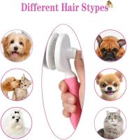 Perros y gatos cepillo auto-limpieza peine cepillo de depilación peine para gatos anti pelo cepillo para mascotas masaje, depilación (Rosa y blanco) - details 3