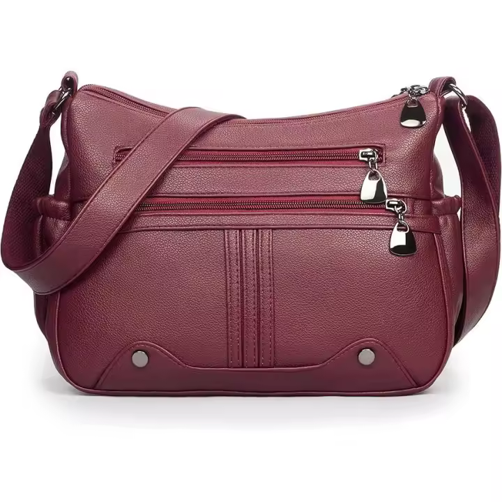 Bolsos de Mano para Mujer, Bandolera Mediana, Bandolera multibolsos, de Piel - 1