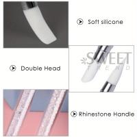 2pcs Doble Cabeza De Tinta De Silicona Para Arte De Uñas Pincel De Escultura De Flor Ajustable Con Pegamento Herramienta Profesional De Manicura - details 1