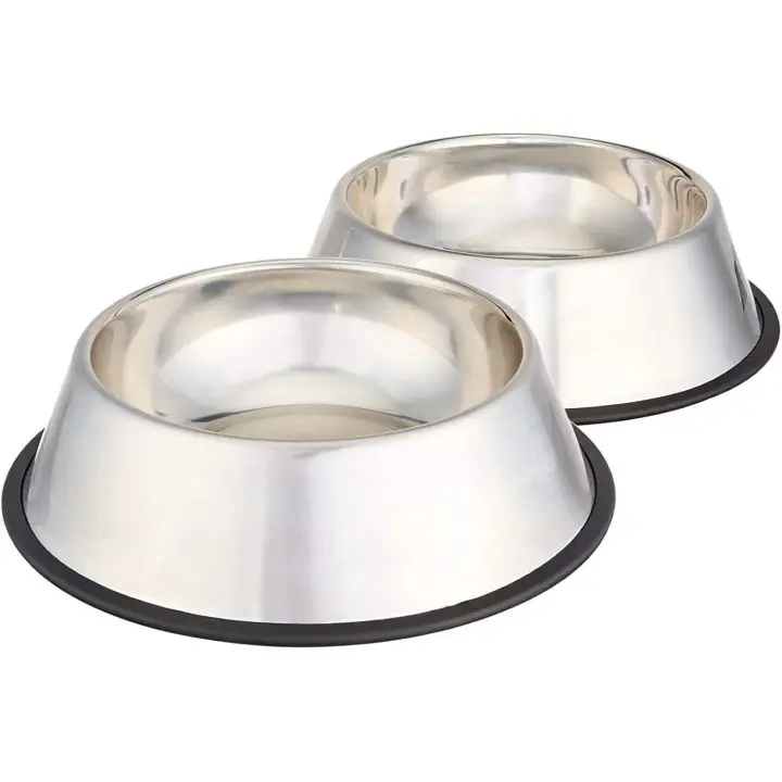 Cuencos para comida y agua para perros, de acero inoxidable, 2 unidades, plateados - 1