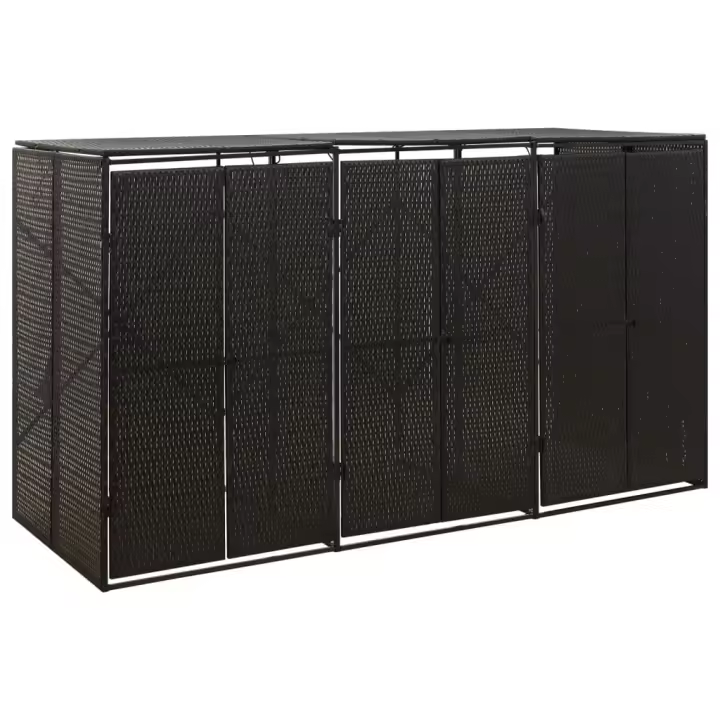 vidaXL Cobertizo 3 contenedores de basura ratán PE 207x80x117 cm Color Gris,  Negro, y mas - 1