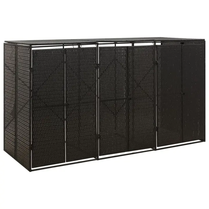 vidaXL Cobertizo 3 contenedores de basura ratán PE 207x80x117 cm Color Gris,  Negro, y mas - 1