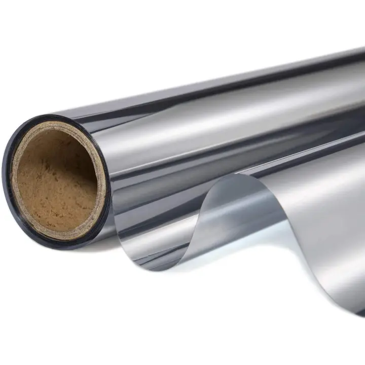 Vinilo para ventana de vidrio Anti-UV, película de protección solar, lámina de privacidad con efecto espejo, Rollo adhesivo Anti UV 99% de gran reflexión, el mejor Control del calor (plata, 90x200cm o 75x300cm) - 1