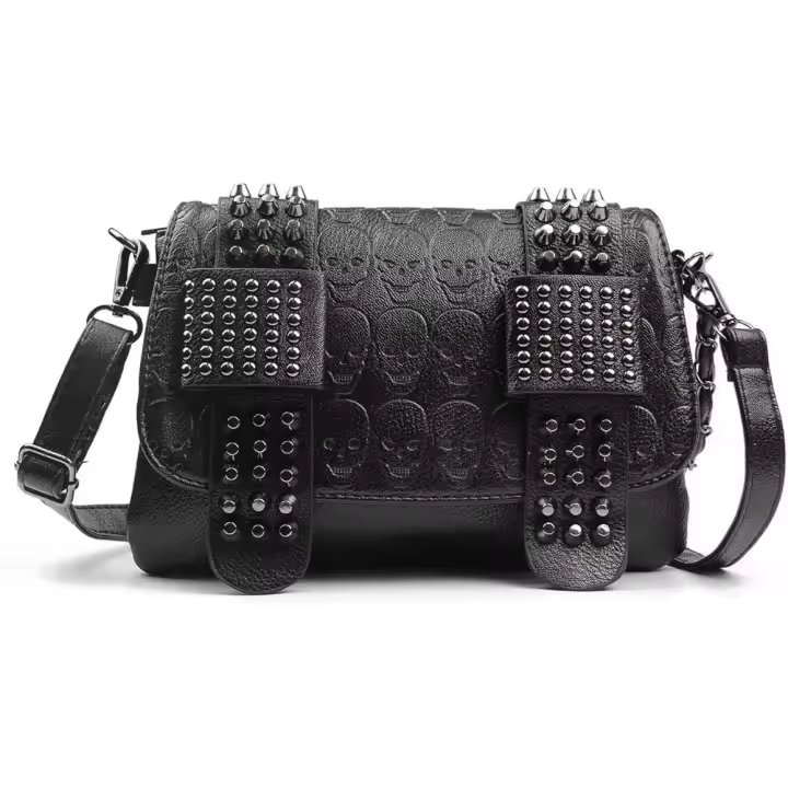 Bolso bandolera Gótico con Remaches y tachuela de Calavera para Mujer, de Piel sintético, type Mensajero, para el hombro, type pulsera, type billetera - 1