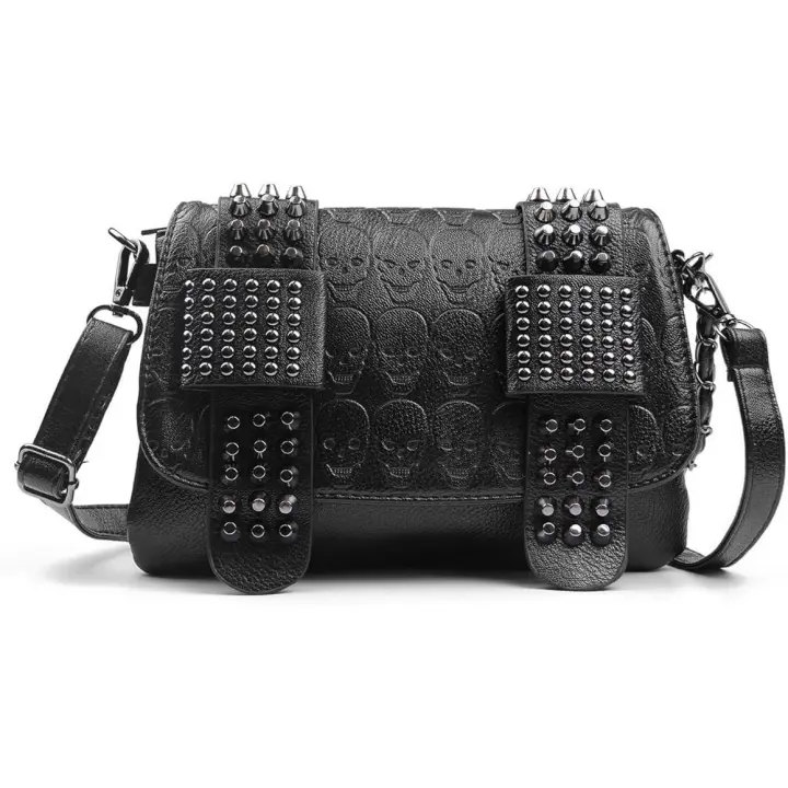 Bolso bandolera Gótico con Remaches y tachuela de Calavera para Mujer, de Piel sintético, type Mensajero, para el hombro, type pulsera, type billetera - 1