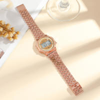 Reloj Digital Elegante Para Mujer En Oro Y Plata De Acero Inoxidable Reloj De Pulsera Electrónico Para Negocios Y Hombres - details 33