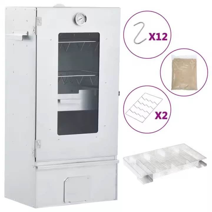 vidaXL Horno ahumador de BBQ con generador humo frío acero galvanizado - 1