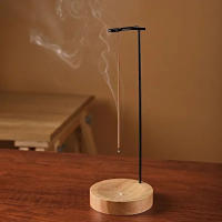 Encendedor De Incienso Lnsence Burner Inverso Madera Redonda Soporte Para Incienso Decoración Para Dormitorio Yoga Hogar - details 4