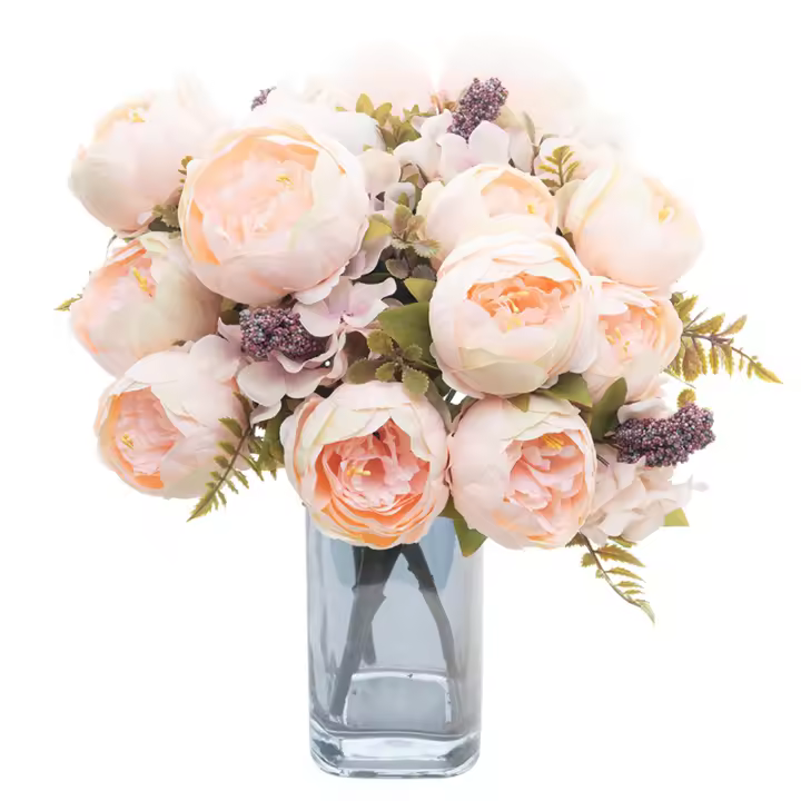 Peonía Artificial De Seda Para Vaso Decoración De Hogar Para Sala De Estar Decoración De Boda Arreglo De Novia Guirnalda Navideña Exterior - 1