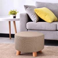Cubierta De Terciopelo Polar Elástica Para Pie De Silla 1PC Cubierta De Ottomán Redonda De Spandex Protector De Pie De Silla Para Sala De Estar Hogar - details 1