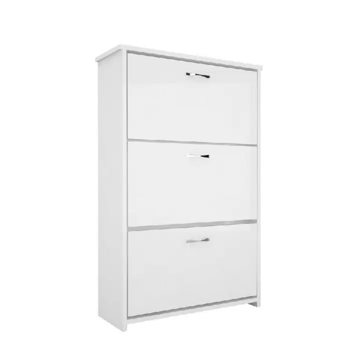 Mueble Zapatero Té, Aglomerado de Melamina, Blanco, 72x25,5x112 cm - 1