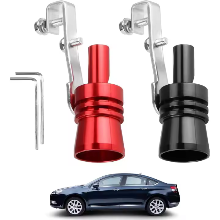 Paquete de 2 silbatos, tubo de silbato, silenciador de sonido turbo, válvula de descarga del tubo de escape de aluminio, pieza de repuesto para tipo universal - 1