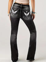 Pantalones Vaqueros Flared De Denim Para Mujer Estilo Europeo Y Americano Casual Adecuados Para Viajes Diarios Cierre De Cremallera - details 11
