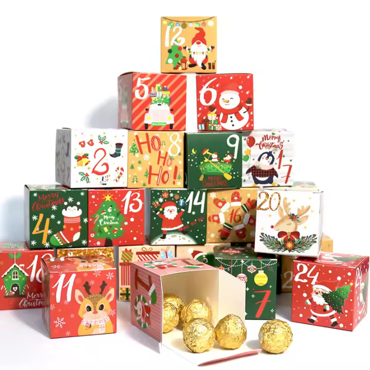 Advent Calendar Candy Box Christmas Countdown Number Gift Box Packaging Paper Box 24 Pieces - 1