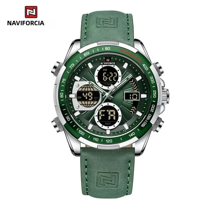 Reloj De Pulsera Deportivo Para Hombre NAVIFORCE Original Multifuncional Cuarzo Correa De Cuero Genuino Resistente Al Agua 3ATM Moda Reloj De Pulsera - 1
