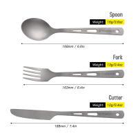 TOMSHOO Set De Cubiertos De Titanio 3PCS Con Abrazadera Y Saco De Lona Para Camping Al Aire Libre Incluye Cuchara Cuchillo Y Cuchara - details 3