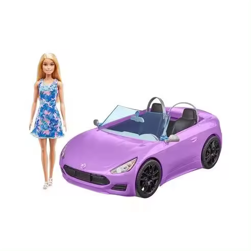 Mattel Set Muñeca Barbie y Su Descapotable Lila - Placa de Matrícula Personalizada - 1