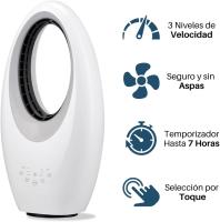 Surker Ventilador sin Aspas con Mando a Distancia 3 Velocidades Purificador de Aire Oscilante Temporizador Luces LED Silencioso y Potente Hogar Oficina Dormitorio - details 2