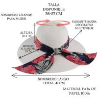 Kebedo Moda Sombrero de Paja de ala Ancha para Mujer, Lazo de Colores, Sombrero Verano, Viaje, Plegable, Transpirable, Diseño Moderno de playa con Protección Solar, Talla Única Ajustable - details 0