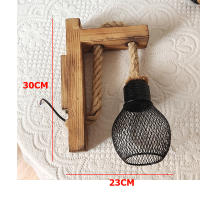Lámpara De Pared Vintage De Henequén Con Enchufe Luz De Pared De Madera E27 Para Interior Y Exterior Estilo Industrial Sconce Lámpara De Noche Para Cama - details 2