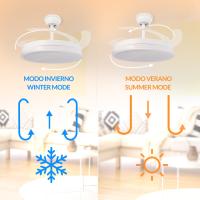Ventilador de Techo Led White Olga 107 Cm LM8831 , Lampara ventilador de techo espartano con aspas retractiles transparentes plegables motor DC silencioso - details 1