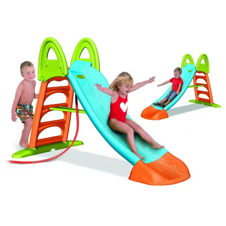 FEBER - Tobogán Slide 10 con Agua, con Hueco para la Poner la Manguera, escaleras Antideslizantes, Multicolor, de Gran Resistencia y fácil Montaje, para niños Entre 3 y 8 años, Famosa - 1