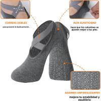 3 Pares De Calcetines De Yoga Para Mujer Antideslizantes Con Correas Para Ballet Y Pilates Deporte: Yoga Material: Algodón Talla: EUR 35-40 US 4.5-8.5 - details 1