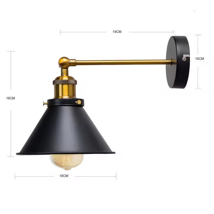 Industrial Gold Color Wall Lighting, Wall Mount Lamp Fixtures For Barn Porch Bathroom Bedroom Living Room E27 Based - 1