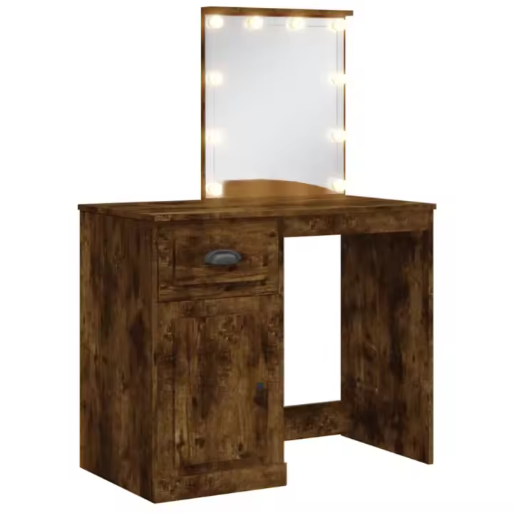 Tumbador con luces LED Roble Ahumado 96x40x142 cm - 1