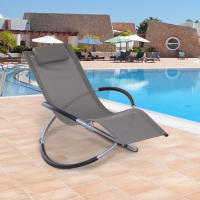 Outsunny Tumbona Mecedora de Jardín con Reposacabezas Extraíble Sillón Tumbona Ergonómica de Exterior Plegable Tela de Texteline para Patios Piscina al Aire Libre 154x80x84 cm - details 1