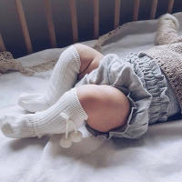 Calcetines De Punto Para Bebés Con Borlas Pequeñas Medio 0-3 Años Calcetines De Algodón Para Niños Leggings Sueltos Para Bebés - details 0