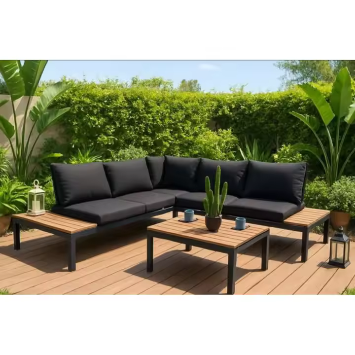 ORION91 - Conjunto Esquinero Cómodo y Moderno, NARA GARDEN HOUSE GARAGE 91 cojines dividido en 3 partes: 2 biplaza x 138,7cm y 1 mesa de centro 71,5cm , Cojines 120cm, Diseño elegante, ligero y fácil de mover, versátil - SpazioLuzio - 1