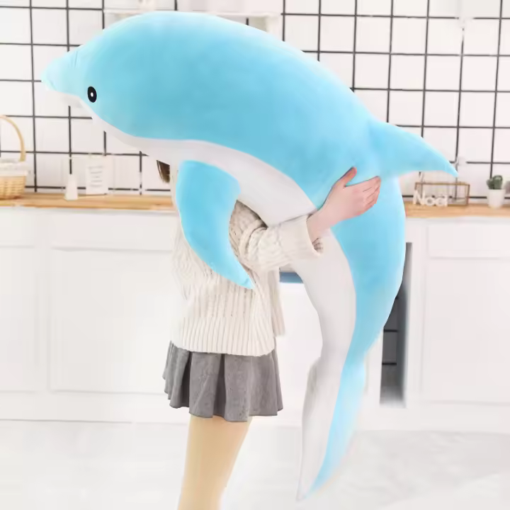 Gran Peluche Delfín Juguete De Animal Marítimo Suave Para Niñas Muñeca Bebé Almohada Para Dormir Regalo De Navidad Cumpleaños Halloween Para Niños - 1