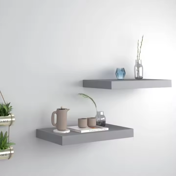 Estantes flotantes de pared 2 uds MDF gris 40x23x3,8 cm - 1